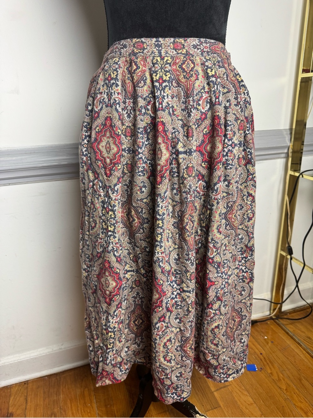 Paisley Maxi Skirt in Red and Beige